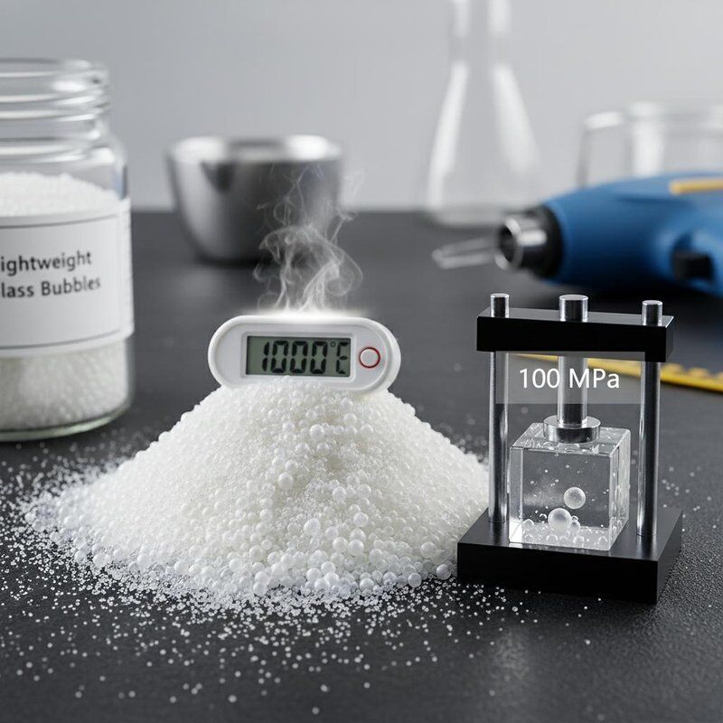 Yüksek Sıcaklık Direnci İçin 0.12-0.15 Yığın Yoğunluklu ve 100 MPa'ya Kadar Basınç Dayanımına Sahip Hafif Cam Baloncuk Mikroküreler