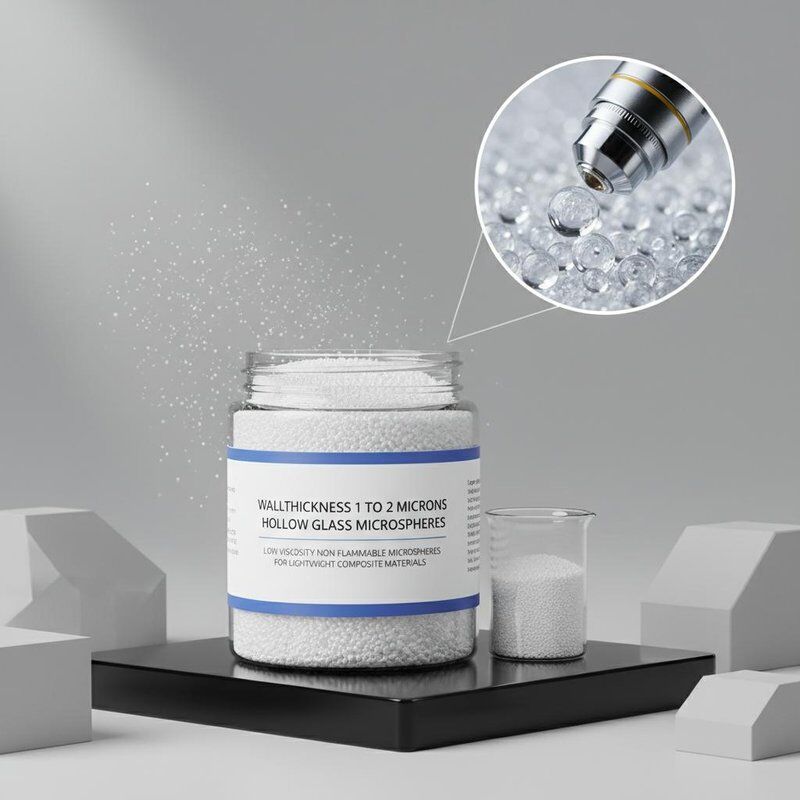 Non Flammable Hollow Glass Microspheres with Low Viscosity and 1 to 2 Microns Wall Thickness for Lightweight Composites